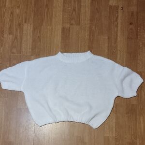 White Knit Cropped Sweater